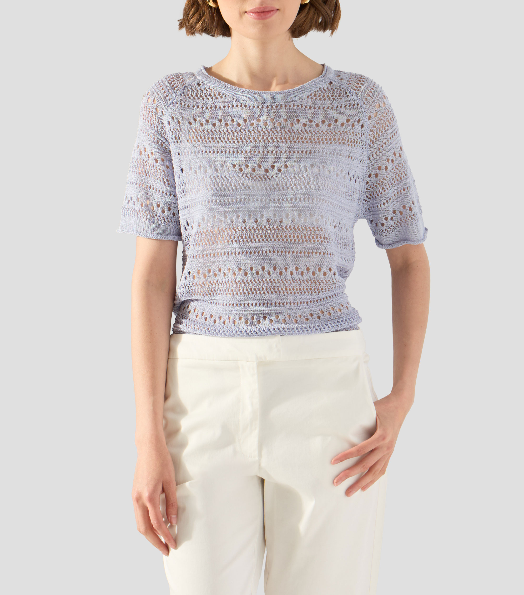 Blusa lisa con manga corta Mujer